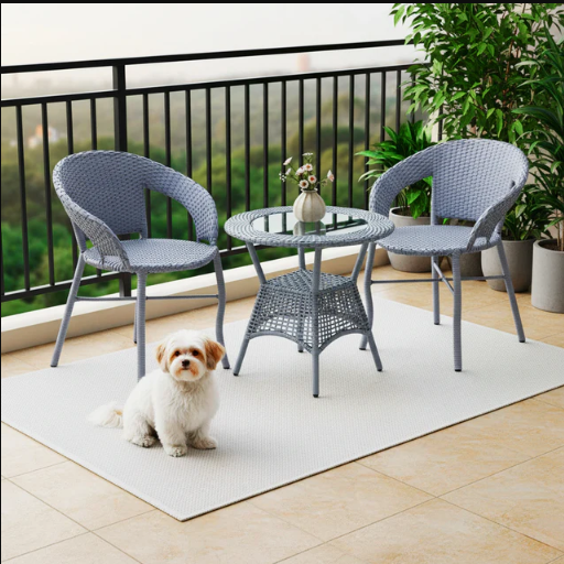 3-PIECE OUTDOOR RATTAN WICKER PATIO BISTRO SET