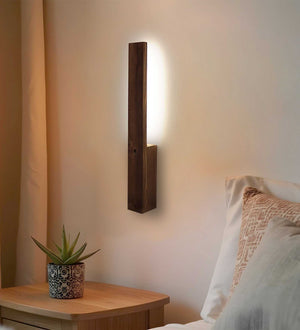 SLIMLINE BROWN WOODEN LED WALL LIGHT