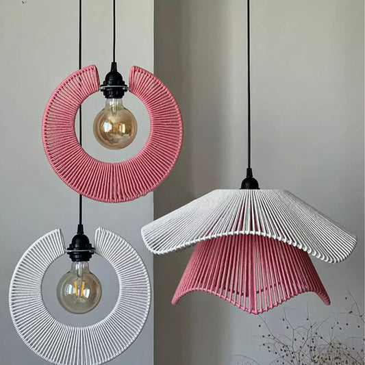 HANDWOVEN COTTON PENDANT LAMP SET