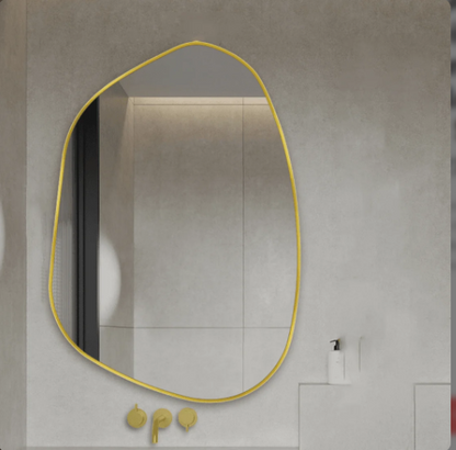 MODERN ASYMMETRICAL WALL MIRROR ANODIZED ALUMINUM FRAME