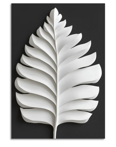 MINIMALIST WHITE LEAF 3D WALL ART