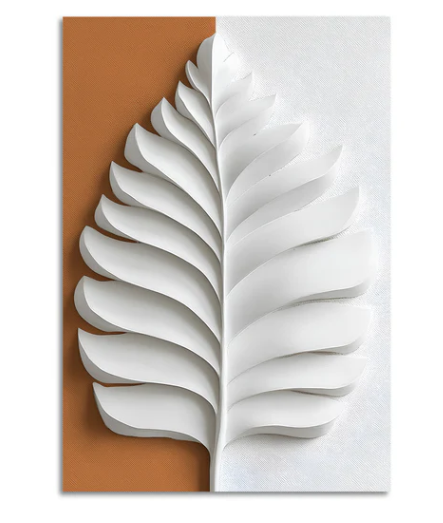 MINIMALIST WHITE LEAF 3D WALL ART