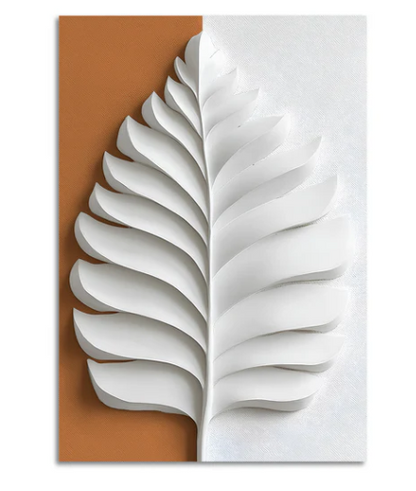MINIMALIST WHITE LEAF 3D WALL ART