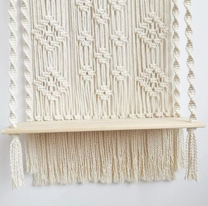 BOHEMIAN HANDMADE MACRAME WALL HANGING SHELF PLANTER