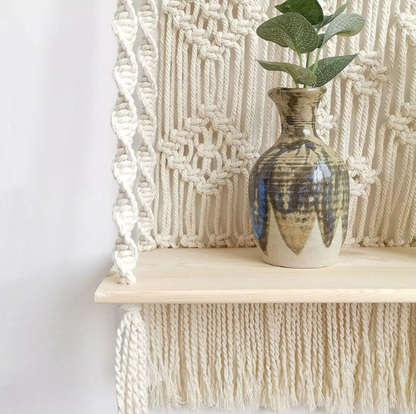 BOHEMIAN HANDMADE MACRAME WALL HANGING SHELF PLANTER