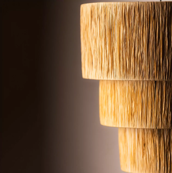 3-TIER RAFFIA CEILING LAMP