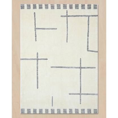 HOMEKNIT MINIMAL GRID IVORY MICROFIBER RUG