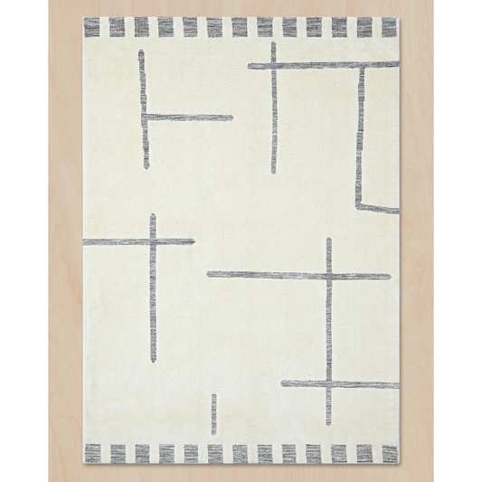 HOMEKNIT MINIMAL GRID IVORY MICROFIBER RUG