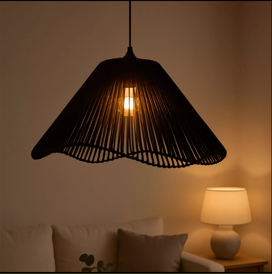 HANDWOVEN BEIGE COTTON PENDANT LAMP