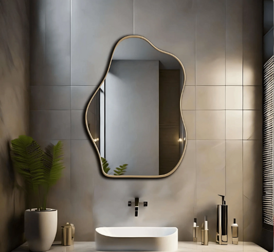 FLUID SHAPED WALL MIRROR WITH ANODIZED ALUMINUM FRAME