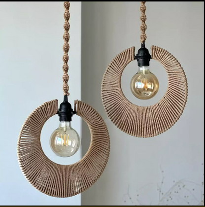 CRESCENT RING COTTON ROPE PENDANT LAMP