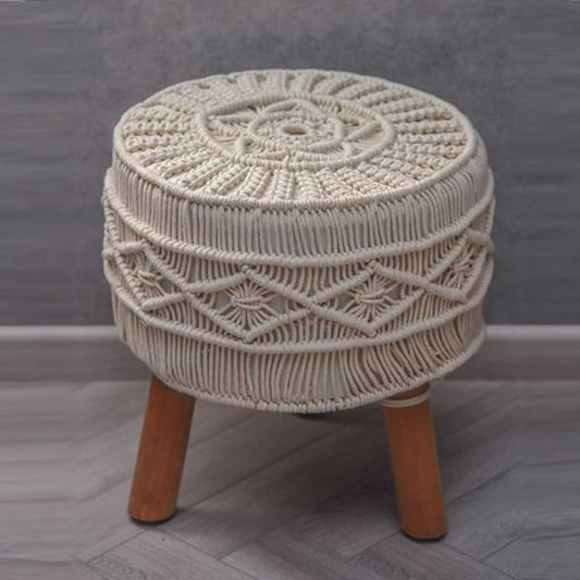 LUXURIOUS HANDMADE MACRAME OTTOMAN FOOTSTOOL
