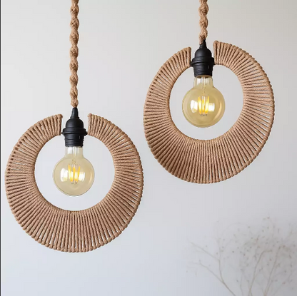 CRESCENT RING COTTON ROPE PENDANT LAMP