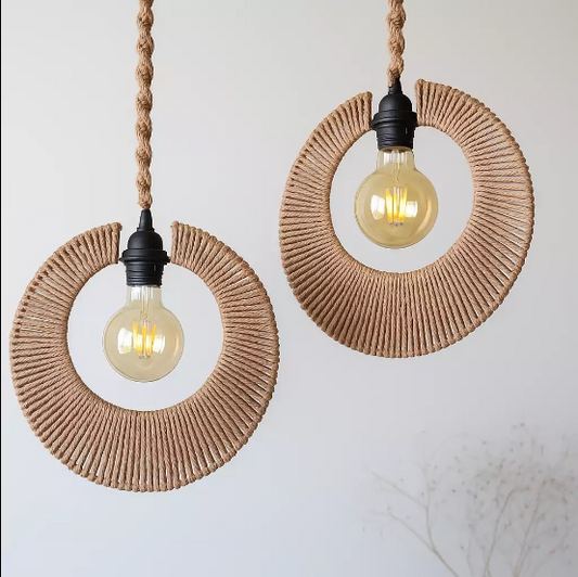 CRESCENT RING COTTON ROPE PENDANT LAMP