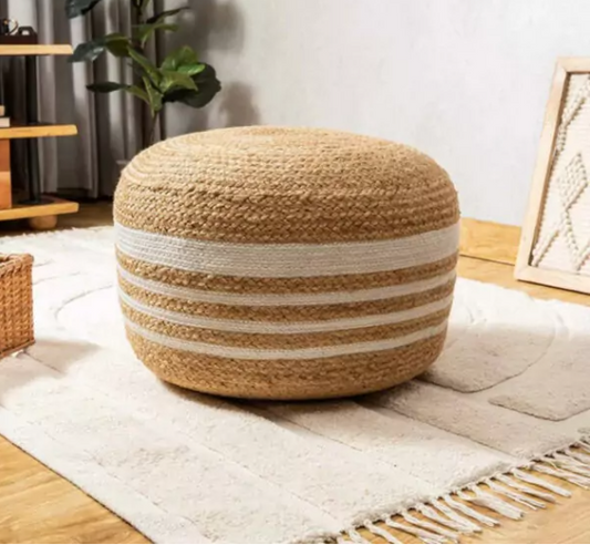 ROUND NATURAL JUTE POUF
