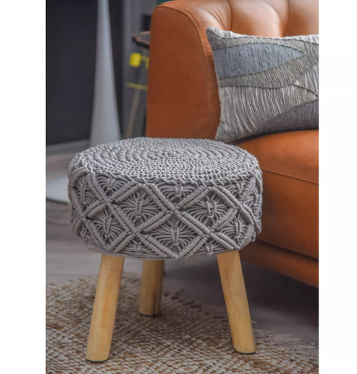 HANDMADE MACRAME OTTOMAN STOOL