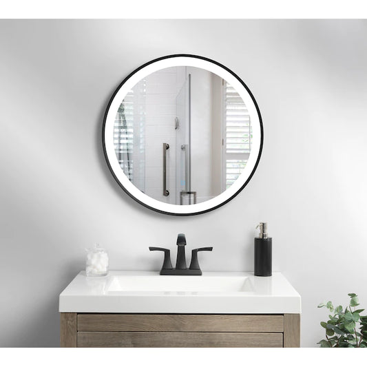 BLACK METAL OUTER ROUND LED MIRROR