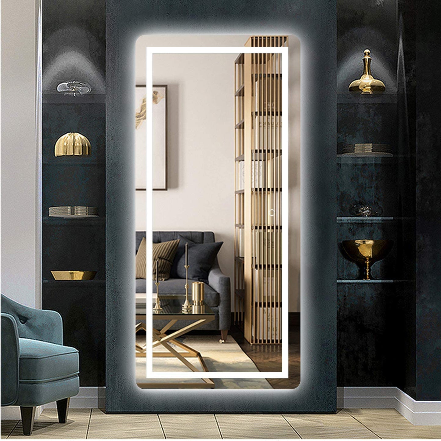 FULL LENGTH MIRROR WALL MOUNTED LIGHTED DRESSING MAKE UP MIRROR