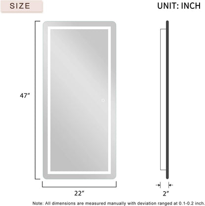 FULL LENGTH MIRROR WALL MOUNTED LIGHTED DRESSING MAKE UP MIRROR