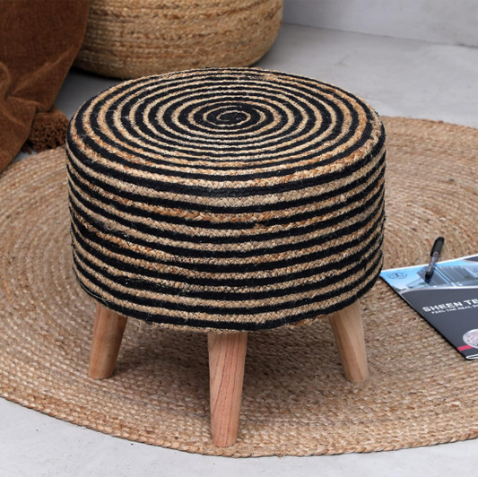 SPIRAL JUTE OTTOMAN STOOLS