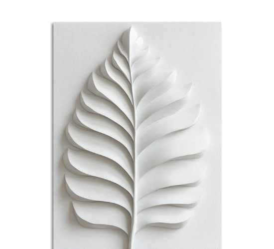 MINIMALIST WHITE LEAF 3D WALL ART