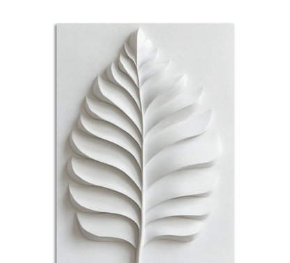 MINIMALIST WHITE LEAF 3D WALL ART