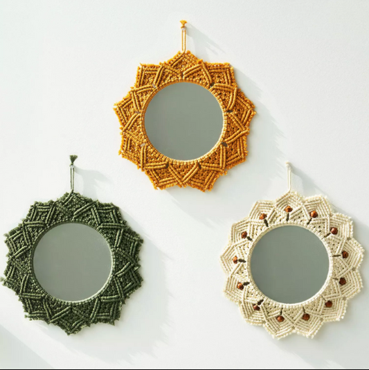 SET OF 3 MULTICOLOR MACRAME WALL MIRRORS