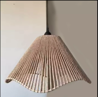 HANDWOVEN BEIGE COTTON PENDANT LAMP
