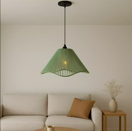 DOME-SHAPED HANDWOVEN COTTON PENDANT LAMP