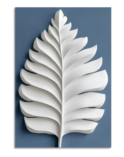 MINIMALIST WHITE LEAF 3D WALL ART