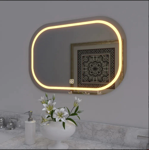 CURVY RECTANGLE LED BATHROOM MIRROR