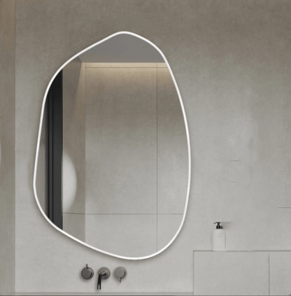 MODERN ASYMMETRICAL WALL MIRROR ANODIZED ALUMINUM FRAME