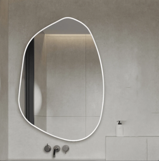 MODERN ASYMMETRICAL WALL MIRROR ANODIZED ALUMINUM FRAME
