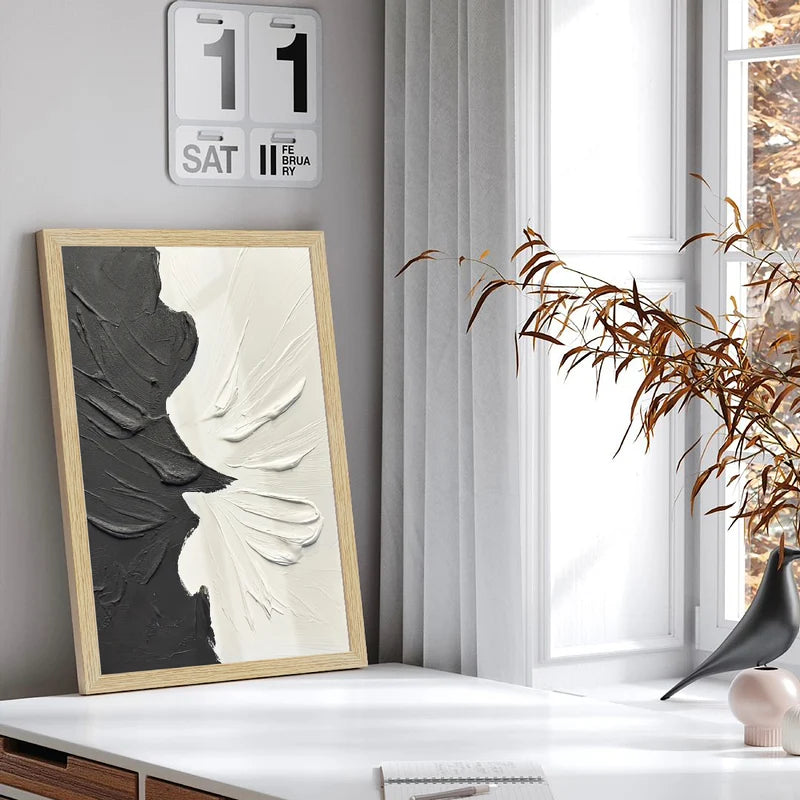 BLACK & WHITE ABSTRACT PAINTING SET OF 3