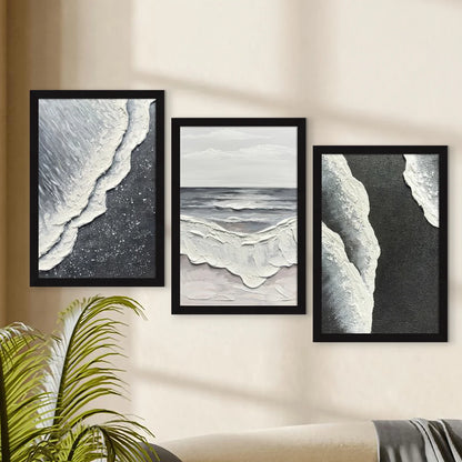 BLACK & WHITE ABSTRACT PAINTING SET OF 3