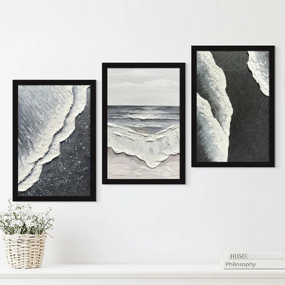 BLACK & WHITE ABSTRACT PAINTING SET OF 3