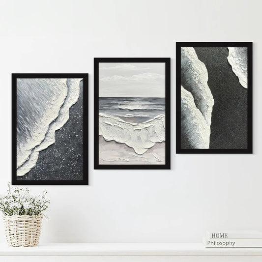 BLACK & WHITE ABSTRACT PAINTING SET OF 3