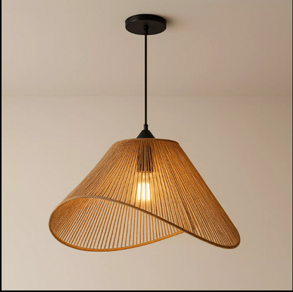 ASYMMETRICAL WOVEN COTTON ROPE PENDANT LAMP