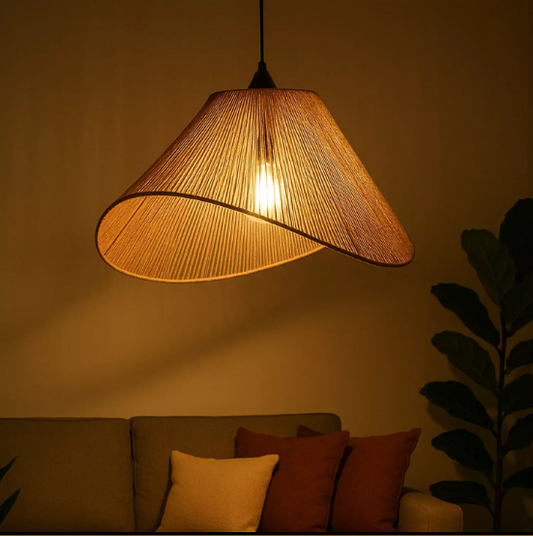ASYMMETRICAL WOVEN COTTON ROPE PENDANT LAMP