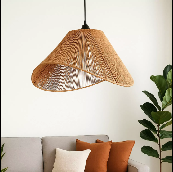 ASYMMETRICAL WOVEN COTTON ROPE PENDANT LAMP