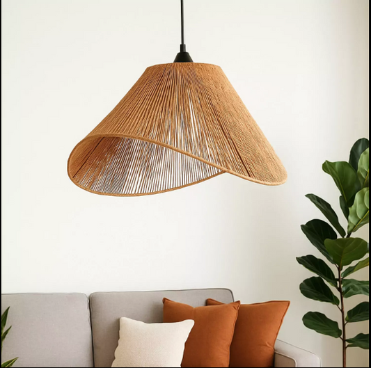ASYMMETRICAL WOVEN COTTON ROPE PENDANT LAMP